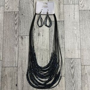 Iridescent Beaded Necklace and Earring Set NWT
